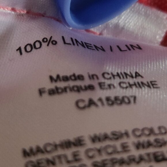 Vintage Linen Smashed Lemon White/Fuchsia V-Neck Oh so pretty w/pockets & lined - Picture 6 of 9